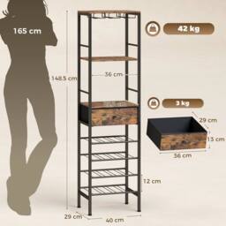 KORVIXA Wine Bar Cabinet 16-Bottle Wine Rack in Brown - Size: 100 cm x 100 cm - thumbnail 2