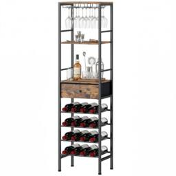 KORVIXA Wine Bar Cabinet 16-Bottle Wine Rack in Brown - Size: 100 cm x 100 cm - thumbnail 1