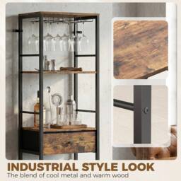 KORVIXA Wine Bar Cabinet 16-Bottle Wine Rack in Brown - Size: 100 cm x 100 cm - thumbnail 4