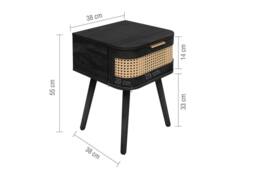 Birlea Rattan Bedside Cabinet 1 Drawer Sark Nightstand Side Table in Black - thumbnail 9