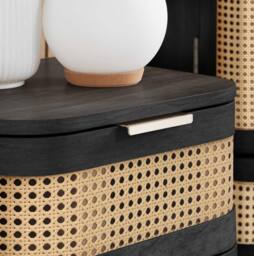 Birlea Rattan Bedside Cabinet 1 Drawer Sark Nightstand Side Table in Black - thumbnail 4
