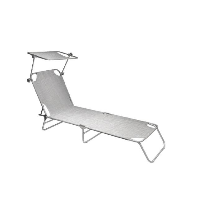 Alivio 5-Level Adjustable Folding Recliner Sun Lounger with Sunshade in Light Grey - image 1