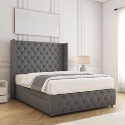 "BSSPOKE Ruby Divan Bed Plush Velvet 54"" Headboard & No Mattress No Drawers in Grey - Size: King" - thumbnail 2