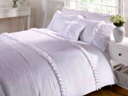 Rapport Home Serenity Polycotton Duvet Cover Set With Pillowcase in White - Size: Single - thumbnail 1