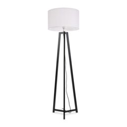ValueLights Lottie Black Wood Tripod Floor Lamp with Fabric Drum Shade in White - thumbnail 2