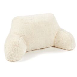 OHS Teddy Fleece Bed Reading Cushion Pillow with Arms Lumbar Support in Cream - thumbnail 3