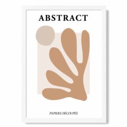 ARTZE Matisse Floral Cutout Orange & Beige Mid Century Framed Print SIZE: A3 with White Frame - Size: A4