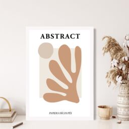 ARTZE Matisse Floral Cutout Orange & Beige Mid Century Framed Print SIZE: A3 with White Frame - Size: A4 - thumbnail 2