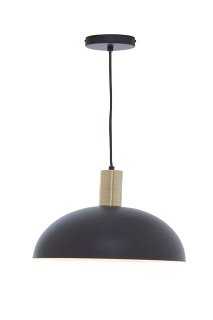 Orsina Luxe Black & White Pendant Light With Brass Trim, Minimalist Hanging Light, Retro-Inspired Ceiling Fixture - image 1