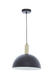Orsina Luxe Black & White Pendant Light With Brass Trim, Minimalist Hanging Light, Retro-Inspired Ceiling Fixture - thumbnail 3