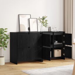 Berkfield Home Sideboard 2 pcs Black oak 70 x 41 x 75 cm Engineered wood - thumbnail 4