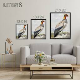 "Artery8 King Vulture Bird Vintage Watercolour Schouman Framed Canvas Wall Art - Size: W12"" x H16""" - thumbnail 4