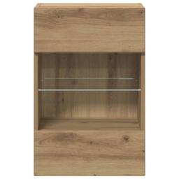 Berkfield Home TV Wall Cabinets with LED Lights 2 pcs Artisan Oak 40x30x60, 5 cm in Brown - thumbnail 7