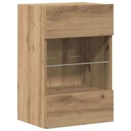 Berkfield Home TV Wall Cabinets with LED Lights 2 pcs Artisan Oak 40x30x60, 5 cm in Brown - thumbnail 5