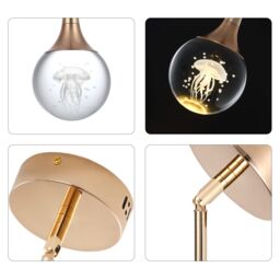Garwarm Gold Crystal Jellyfish LED Pendant Light with Metal Rod - thumbnail 3
