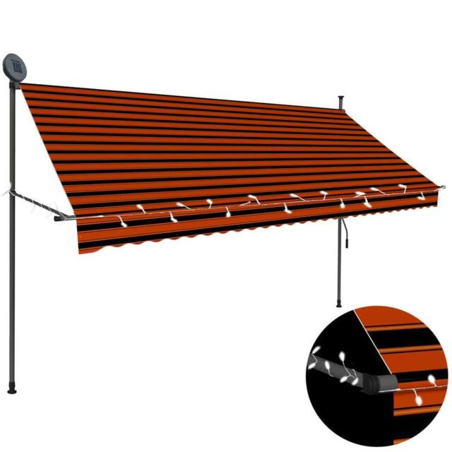 Berkfield Home Manual Retractable Awning with LED 300 cm Orange & Brown - image 1