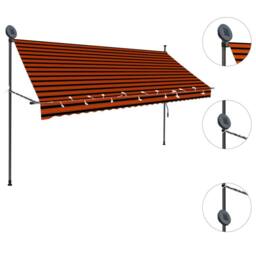 Berkfield Home Manual Retractable Awning with LED 300 cm Orange & Brown - thumbnail 4