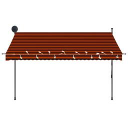 Berkfield Home Manual Retractable Awning with LED 300 cm Orange & Brown - thumbnail 5