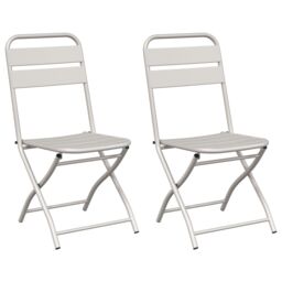 Berkfield Home Folding Garden Chairs 2 pcs Beige 42x52x82 cm Powder-coated Steel - Size: 42 x 52 x 82 cm - thumbnail 2