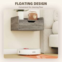 HOMCOM Floating Nightstands Set of 2, Nightstand with Drawer in Grey - thumbnail 6