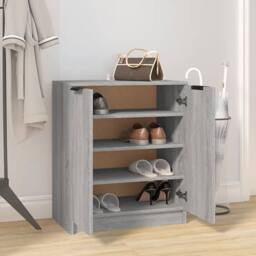 Berkfield Home Shoe Cabinet Grey Sonoma 59x35x70 cm Engineered Wood - Size: 59 x 35 x 70 cm - thumbnail 6