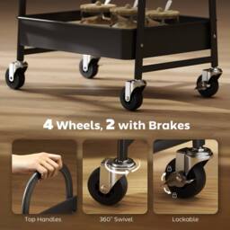Wyld Haus Rottola 3 Tier Rustic Brown & Black Kitchen Trolley - thumbnail 6