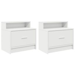 Berkfield Home Bedside Cabinets with Drawer 2 pcs White 51x31x47 cm - Size: 51 x 31 x 47 cm - thumbnail 2