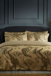 Paoletti Moondusk Exotic Animal Jacquard Duvet Cover Set in Gold - Size: Single - thumbnail 2