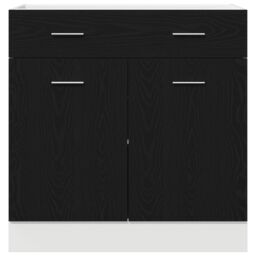 Berkfield Home Cabinet with Drawer in Black Oak, 80x46x81.5 cm, Made of Engineered Wood - Size: 80x46x81.5 cm - thumbnail 7