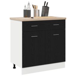 Berkfield Home Cabinet with Drawer in Black Oak, 80x46x81.5 cm, Made of Engineered Wood - Size: 80x46x81.5 cm - thumbnail 3