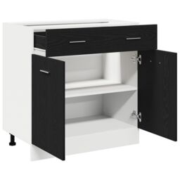 Berkfield Home Cabinet with Drawer in Black Oak, 80x46x81.5 cm, Made of Engineered Wood - Size: 80x46x81.5 cm - thumbnail 5