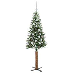 Berkfield Home Slim Christmas Tree with 300 LEDs Green & White 180 cm - thumbnail 3