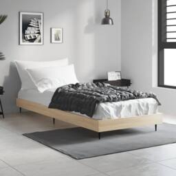 Berkfield Home Durable Bed Frame Sonoma Oak 75x190 cm Small Single Engineered Wood in Light Brown - thumbnail 2