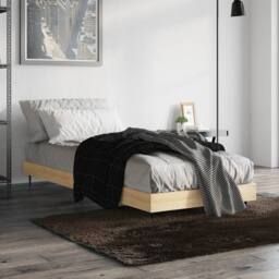 Berkfield Home Durable Bed Frame Sonoma Oak 75x190 cm Small Single Engineered Wood in Light Brown - thumbnail 4