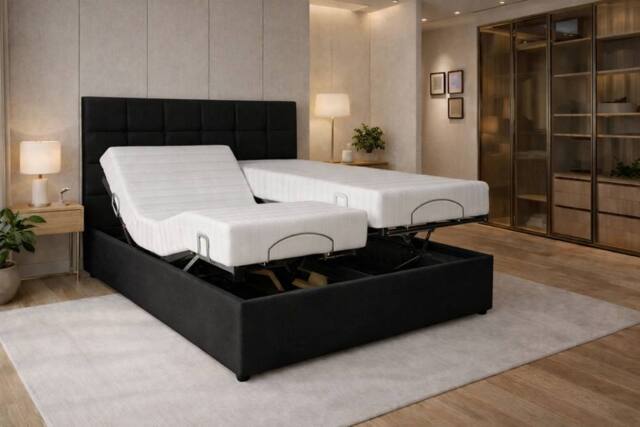 PARADISE BEDS LTD High Low Action Luxury Height Adjustable Profiling Electric Bed Set in Black - Size: Small Double - image 1