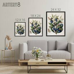 "Artery8 New Zealand Taraire Fruit Branch Featon Framed Canvas Wall Art Print in Beige - Size: W12"" x H16""" - thumbnail 4