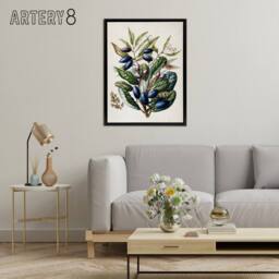 "Artery8 New Zealand Taraire Fruit Branch Featon Framed Canvas Wall Art Print in Beige - Size: W12"" x H16""" - thumbnail 3