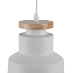 Wyld and Coco Hanging Pendant Light White Geometric Matte with Wood Top - thumbnail 5