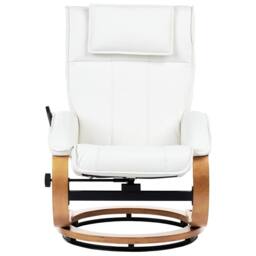 Wyld and Coco Retro Recliner Armchair White Faux Leather Heated Massage - thumbnail 6