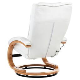 Wyld and Coco Retro Recliner Armchair White Faux Leather Heated Massage - thumbnail 7