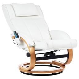 Wyld and Coco Retro Recliner Armchair White Faux Leather Heated Massage - thumbnail 5
