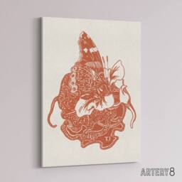 "Artery8 Butterfly on Nasturtium Flower Canvas Wall Art Print van Hoytema in Red - Size: W18"" x H24""" - thumbnail 2