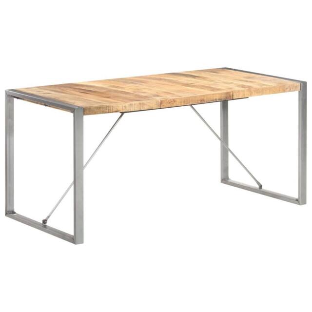 Berkfield Home Dining Table 160x80x75 cm Solid Rough Mango Wood in Brown - Size: 160 x 80 x 75 cm - image 1
