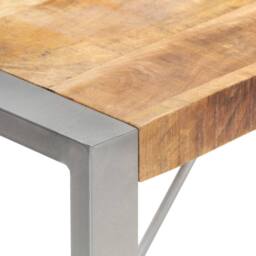 Berkfield Home Dining Table 160x80x75 cm Solid Rough Mango Wood in Brown - Size: 160 x 80 x 75 cm - thumbnail 5