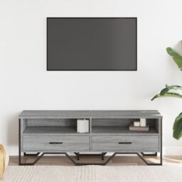 Berkfield Home TV Cabinet Grey Sonoma 122x34x41 cm Engineered Wood - Size: 122 x 34 x 41 cm - thumbnail 3