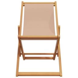 Berkfield Home Folding Beach Chair Taupe Solid Wood Eucalyptus & Fabric - thumbnail 4