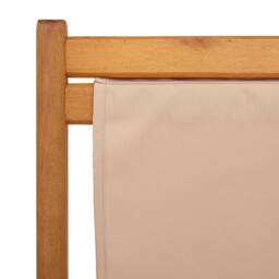 Berkfield Home Folding Beach Chair Taupe Solid Wood Eucalyptus & Fabric - thumbnail 9
