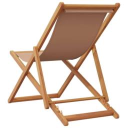 Berkfield Home Folding Beach Chair Taupe Solid Wood Eucalyptus & Fabric - thumbnail 6