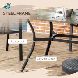 OUTSUNNY Garden Table with Parasol Hole for Patio, Deck, 150 x 96 x 73cm in Brown - Size: 150 x 96 x 73 cm - thumbnail 6