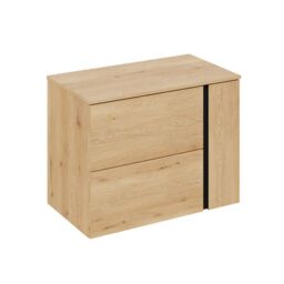Banyetti Akiro 600mm Wall Hung Vanity Unit with Matching Worktop - Walnut - thumbnail 4